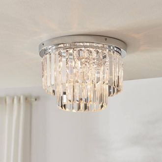Furniturebox Isabella Cut Glass Crystal Drop Ceiling Light in Silver