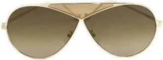 Loewe Pre-owned Metalen Zonnebril - Dames - Vintage Accessoires - Geel - ONE Size - Leer - Vintage
