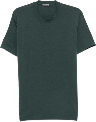 Tom Ford Tops, Heren, Groen, M, Katoen, Lyocell Katoenen T-shirt met Ronde Hals