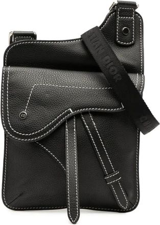 Dior Borsa a tracolla Saddle in pelle di vitello pieno fiore 2018 - Nero