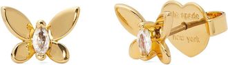 Kate Spade New York Social Butterfly Mini Studs Womens Earring Clear/Gold, Brass/Cubic Zirconia
