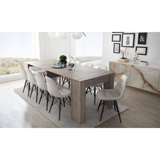 Dmora Dmora - Consola extensible Vaelis, transformable en mesa de comedor, ahorra espacio y extensible hasta 237 cm, 90-237x76,6x90 cm, Efecto madera blanca
