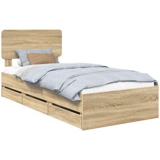 vidaXL Bed Frame with Drawer Sonoma Oak 100 x 200 cm Engineered Wood vidaXL