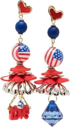 Amir Slama American-flag statement drop earrings - women - Plastic - One Size - Red