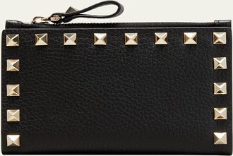 Valentino Garavani Rockstud Leather Zip Coin Purse/Card Holder