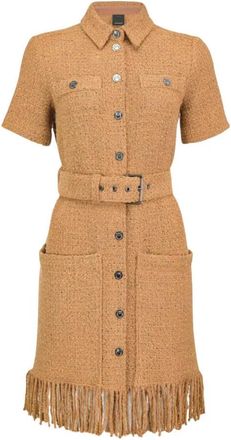Pinko Dawson Jurk - Dames - Shirt Kleedjes - Bruin - S - Tweed - Kleedjes