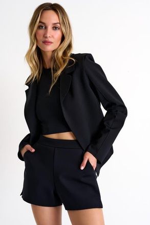 Shan Classic Fitted Short Blazer in Black at Nordstrom, Size 14