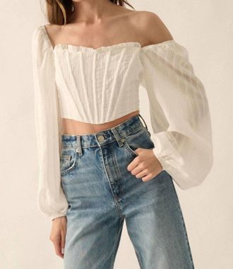 Promesa Kendal Cropped Corset Top In Off White