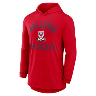 Nike Arizona Campus Arch Nike Mens Dri-FIT College Long-Sleeve Hooded T-Shirt in Red | 01NB65NUAN-SSR