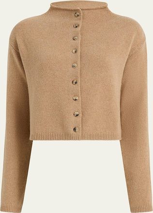 Khaite Annora Funnel-Neck Wool-Cashmere Cardigan