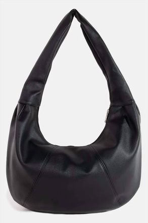 Fame Accessories Womens Brooke Panel Stitch Faux Leather Crescent Boho Shoulder Bag In Black