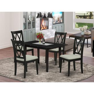 East West Furniture Dining Table- Dining Chairs, NOCL5-BLK-C