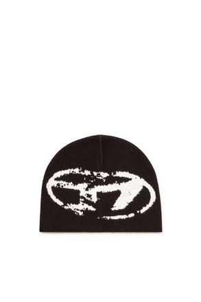 Diesel Wool-blend beanie with Oval D logo - Knit caps - Unisex - Black