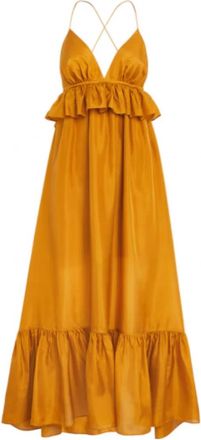 Zimmermann Rhiannon Luxe Coqueline Robe &agrave; volants - Dames - Casual kleedjes - Geel - M - Kleedjes