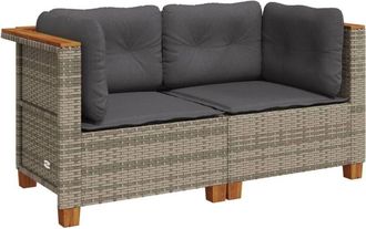 vidaXL Vidaxl - Sof&aacute;s De Esquina Jard&iacute;n Con Cojines 2 Uds Rat&aacute;n Sint&eacute;tico Gris