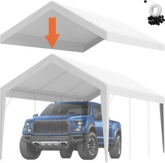 OEM Carport-garagenzelt, 3 X 6 M, Garagendachzelt, Wasserdicht Und Uv-gesch&uuml;tzt, Einfache Installation Mit Spanngurten, Wei&szlig; (nur Dachabdeckung, Rahmen Ni