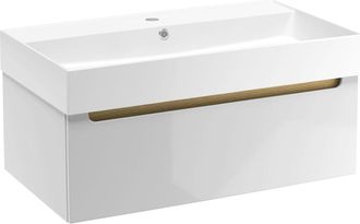 Puma Naturel Mueble De Ba&ntilde;o Con Lavabo Naturel Stilla 80x30x45 Cm, Blanco (stillad08005u2)