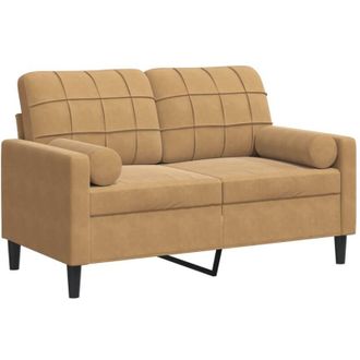 vidaXL Sof&aacute; De 2 Plazas Con Cojines Terciopelo Marr&oacute;n 120 Cm Vidaxl