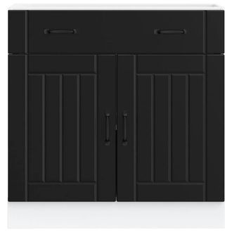 Berkfield Home Kitchen Base Cabinet Lucca Black Engineered Wood