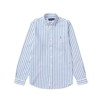 Polo Ralph Lauren Formal Shirts, male, Blue, Size: 2XL Custom Fit Striped Oxford Shirt