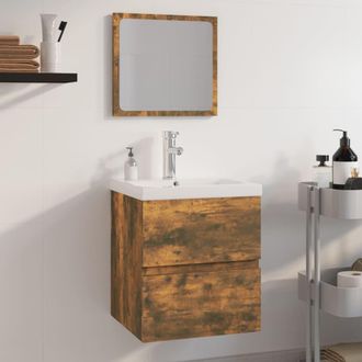 Berkfield Home Bathroom Furniture Set Smoked Oak Engineered Wood in Brown
