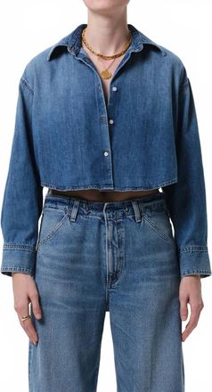 Citizens Of Humanity Ana Cropped Shirt In Medium Indigo