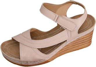 Generic Womens Platform Sandals Slip On Open Toe Casual Summer Heel Shoes for Comfortable Walking Outdoor Beach Footwear White For Women Red Heels Gold High B