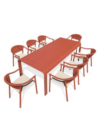 DCB Garden Hanoi - Conjunto De Comedor De Jard&iacute;n Para 8 Personas De Aluminio Terracota - Dcb Garden