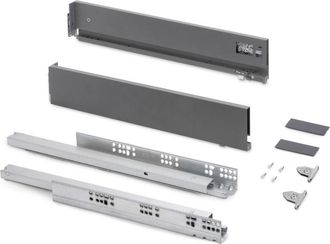 Emuca Emuca - Caj&oacute;n Exterior Vertex Con Regulaci&oacute;n 3d De Altura 93mm, 40kg, Espesor De Tablero De 18mm, Profundidad 500mm, Acero, Gris Antracita