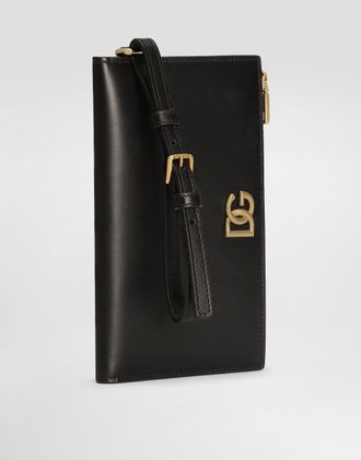 Dolce & Gabbana Calfskin Passport Holder With Dg Logo - Woman Wallets And Small Leather Goods Black Leather Onesize