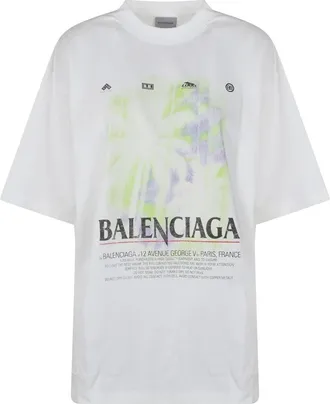 Balenciaga Tops, Dames, Wit, S, Katoen, T-shirt met medium pasvorm