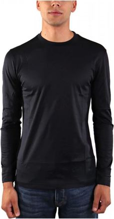 Emporio Armani Tops, Heren, Blauw, XL, ASV jersey trui van lyocellmix