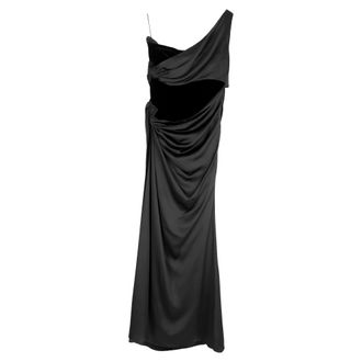 Valentino Valentino Garavani maxi-jurk met &eacute;&eacute;n schouder en uitsnijding in zwarte zijde