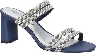 Easy Street Jemma Slide Sandal in Navy Satin Stones at Nordstrom, Size 8.5