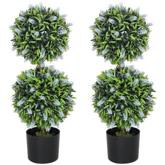 HOMCOM Set Of 2 Potted Artificial Plants With Lavender Flowers - Blue | TJ Hughes