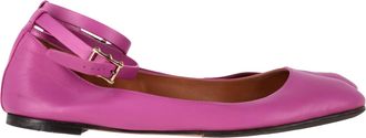 Valentino Pre-owned Womens Garavani Tan-Go Ankle-Strap Ballerina Flats in Pink Leather - Size EU 38