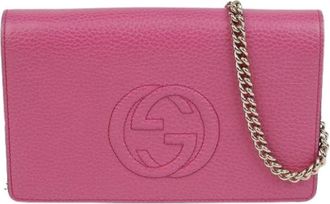 Gucci Pre-owned Cross Body Bags, female, Pink, Size: ONE SIZE Pre-owned Soho Chain Wallet Crossbody