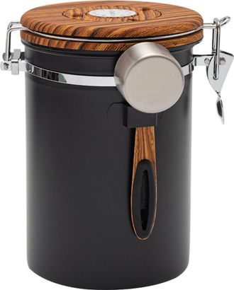 OEM Bote Para Caf&eacute; - Contenedor Para Almacenar Caf&eacute; - 1,8 L - Recipiente Herm&eacute;tico Con V&aacute;lvula De Co2 - Aspecto De Madera - Apto Para Caf&eacute;, Granos De Caf&eacute;