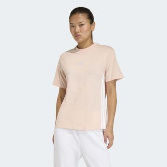 adidas T-Shirt ADIDAS SPORTSWEAR ESSENTIALS 3-STREIFEN COTTON, Damen, Gr. XXL, blush pink, wei&szlig;, Obermaterial: 100% Baumwolle, normal, Rundhals, Shirts T-Shi