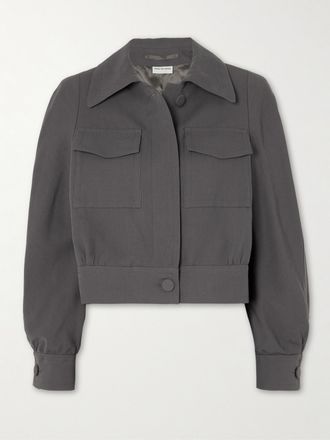 Dries Van Noten Giacca Cropped In Misto Lana - Grigio