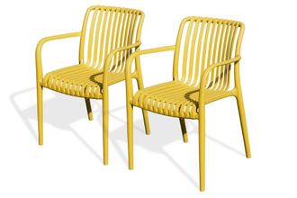 DCB Garden Lote de 2 sillones de jard&iacute;n apilables en polipropileno mostaza