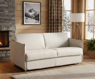 Dmora Sof&aacute; Fijo 2 Plazas Polissena, Sof&aacute; Lineal Para Sal&oacute;n, Acolchado, Desenfundable, Calidad 100% Made In Italy, 160x95 H90 Cm, Beige - Dmora