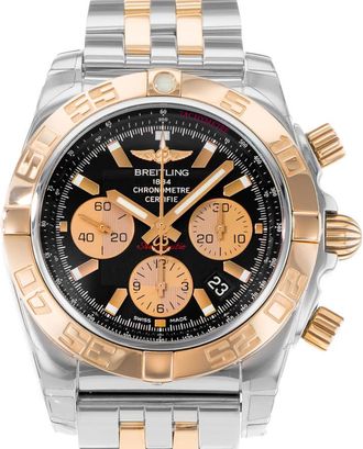 Breitling Pre-owned Breitling Chronomat 44 Chronograph Automatic Chronometer Black Dial Mens Watch CB0110