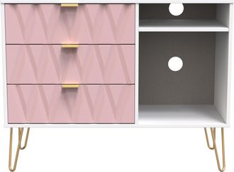 Welcome Furniture Glitz Ready Assembled 3 Drawer TV Unit in Kobe Pink & White - Welcome Furniture | TJ Hughes