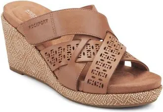Rockport Britta Platform Wedge Slide Sandal in Dark Natural at Nordstrom, Size 7.5