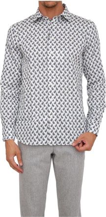 Etro Roma Shirt - Heren - Casual Overhemden - Wit - 4XL - Katoen - Overhemden