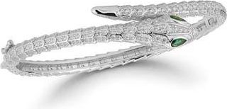 Chloe and Madison Snake Cubic Zirconia Pav&eacute; Bypass Bangle Bracelet in Silver at Nordstrom Rack