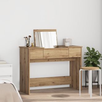 Berkfield Home Dressing Table with Mirror Artisan Oak 100x45x76 cm in Beige | Size: 100 x 45 x 76 cm