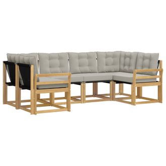 vidaXL Conjunto De Sof&aacute;s De Exterior 6 Pcs Blanco Y Gris Claro Vidaxl