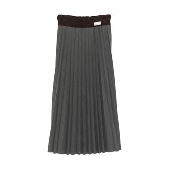 Nine In The Morning Elise Pliss&eacute; wollen rok - Dames - Rokken - Grijs - Maat: W26 Wol